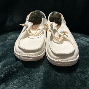 Hey Dude White Sneakers Low-Top Canvas Casual